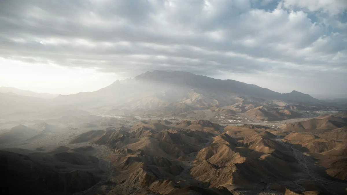 Stunning aerial landscape of mountains in Arabian Peninsula